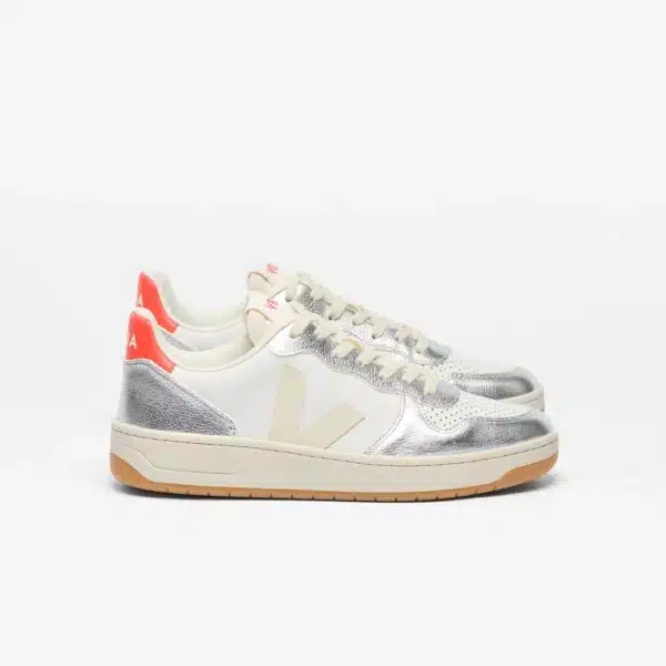 Veja V-10 - Leather White / Pierre / Silver