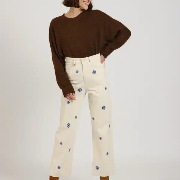 Jeans straight avec broderie POLA - FAM Paris