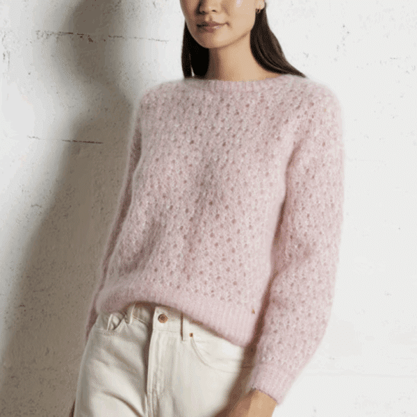 Pull col rond en laine rose Chimon - Des Petits Hauts