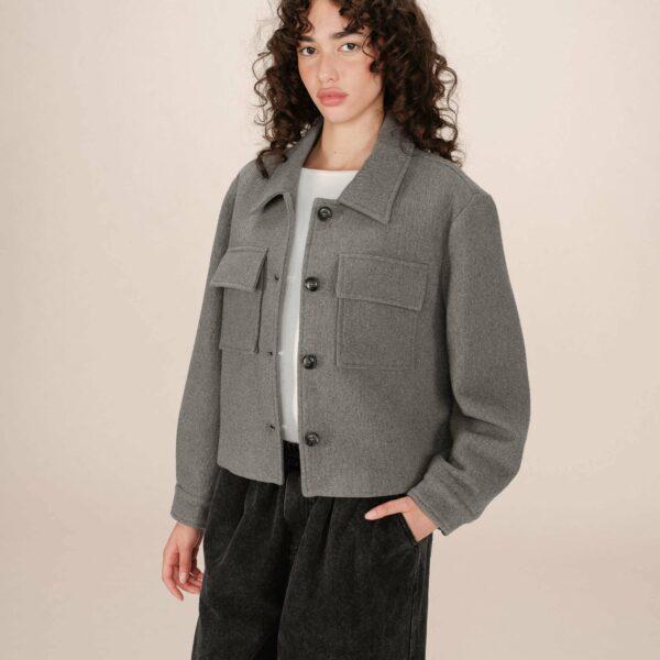 Veste boxy en laine gris Novembre - Grace & Mila