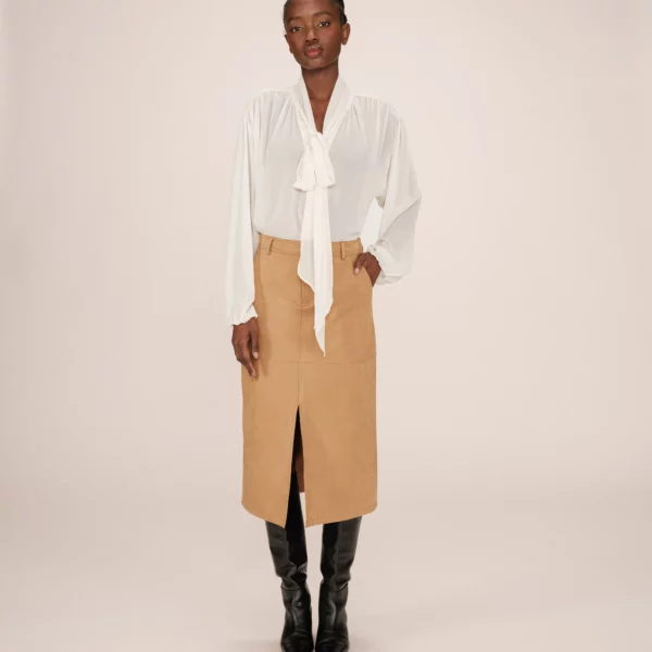 Jupe longue suedine ocre Sorry - Grace & Mila