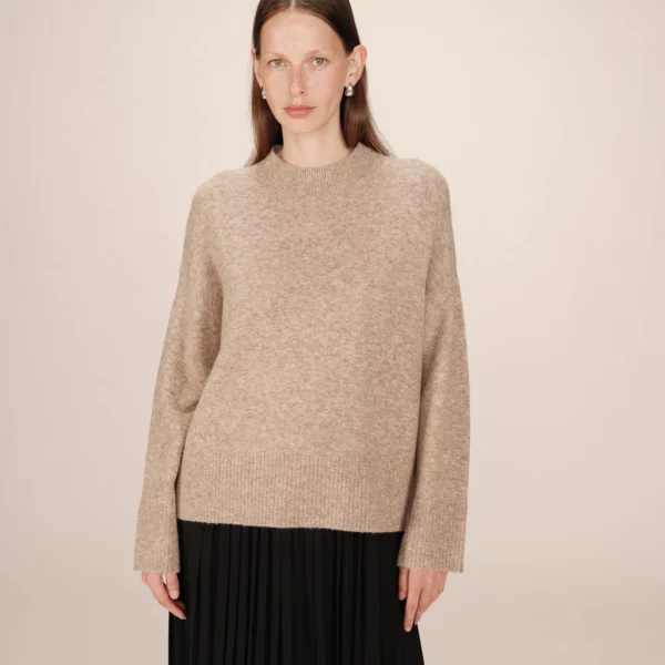 Pull col montant greige Salty - Grace & Mila