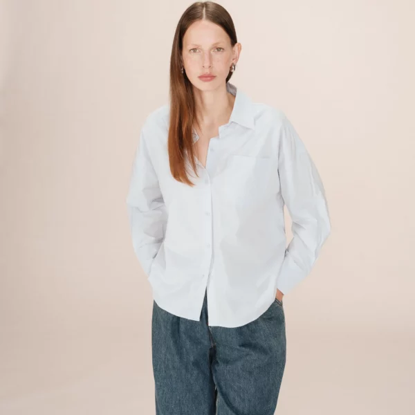 Chemise oversize en coton bleuet Sira - Grace & Mila