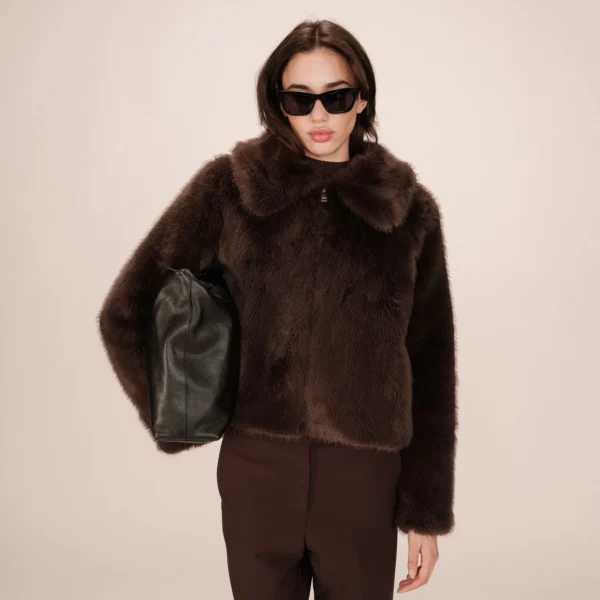 Manteau fausse fourrure chocolat Shonna - Grace & Mila