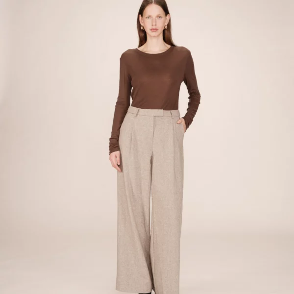 Pantalon tailleur laine grege Times - Grace & Mila