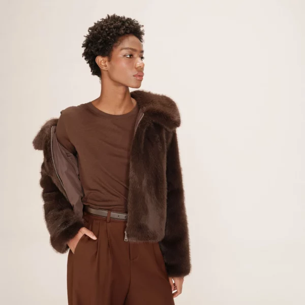 Top transparent en jersey chocolat Toni - Grace & Mila