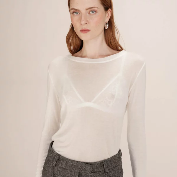 Top transparent en jersey Ivoire Toni - Grace & Mila