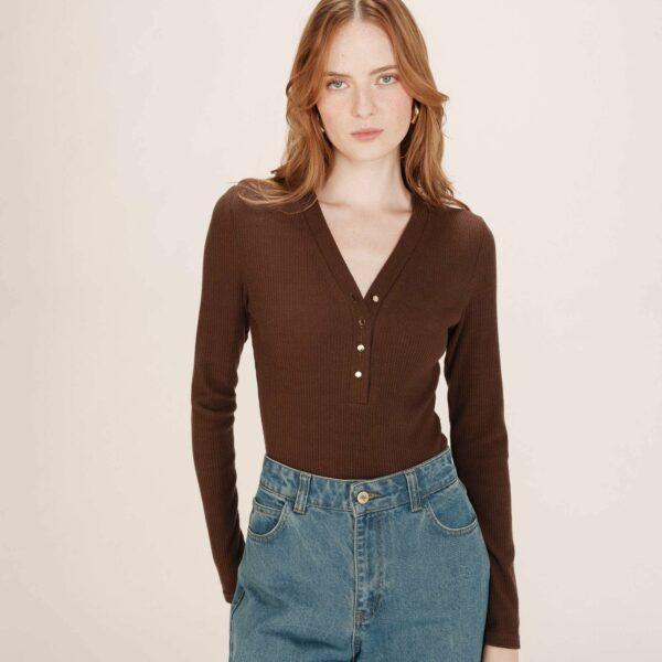 Body ajusté chocolat Taro - Grace & Mila