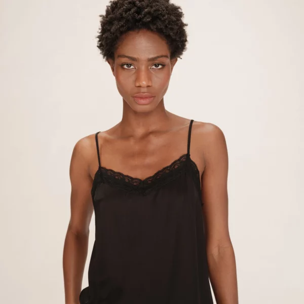 Caraco satin et dentelle noir Trefle - Grace & Mila