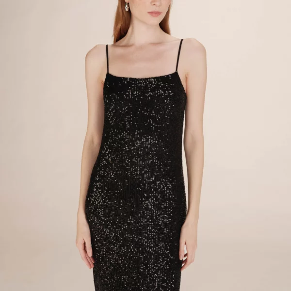 Robe longue sequins noir Tori - Grace & Mila