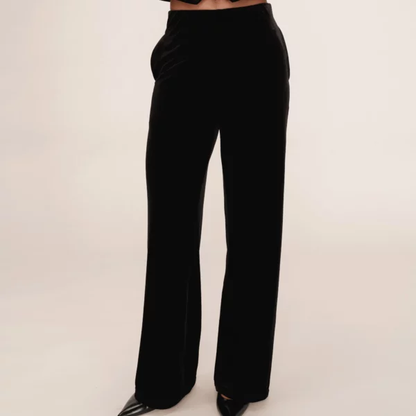 Pantalon tailleur velours noir Tiger - Grace & Mila