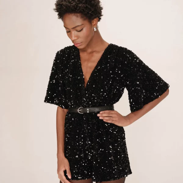 Combishort en sequins noir Thalassa - Grace & Mila