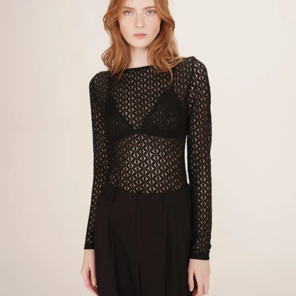 Body transparent en dentelle noir Tanguy - Grace & Mila