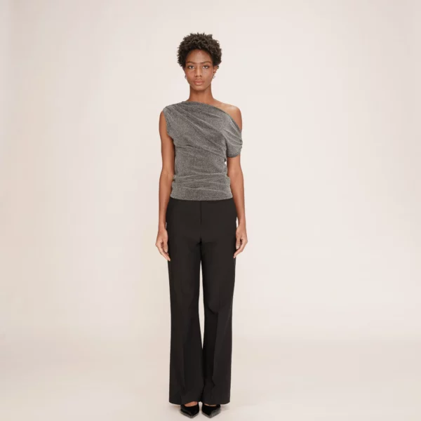 Top asymetrique en lurex argent Thao - Grace & Mila