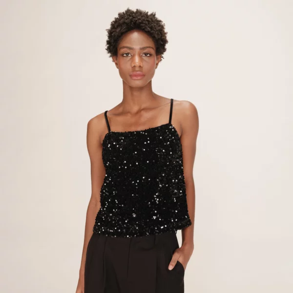 Top en velours sequins noir Twenty - Grace & Mila