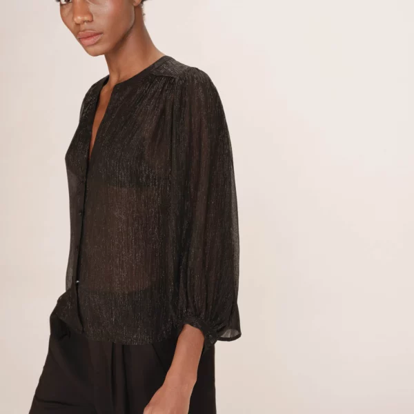 Blouse transparente lurex noir Tarzy - Grace & Mila
