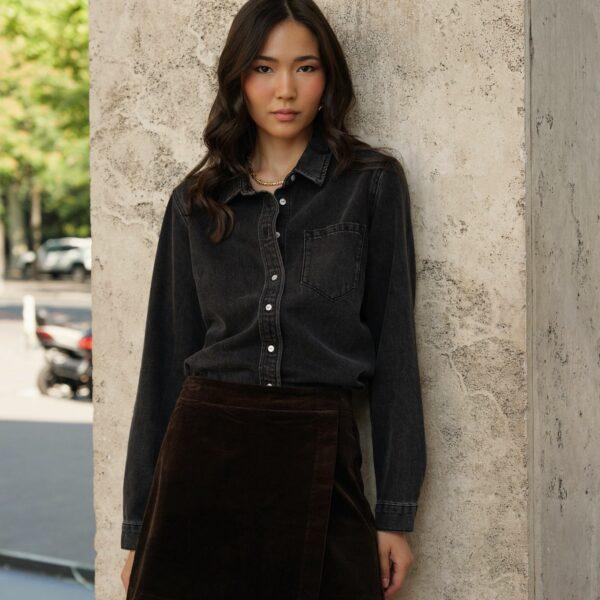 Jupe short velours chocolat - Léna