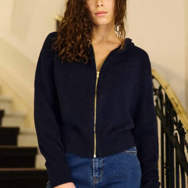 Gilet à capuche zippé marine - Mariano - La Petite Etoile