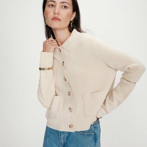 Cardigan boutonné amande Maelys - Grace & Mila