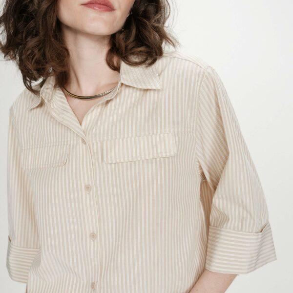 Chemise courte rayures sable Voice   - Grace & Mila