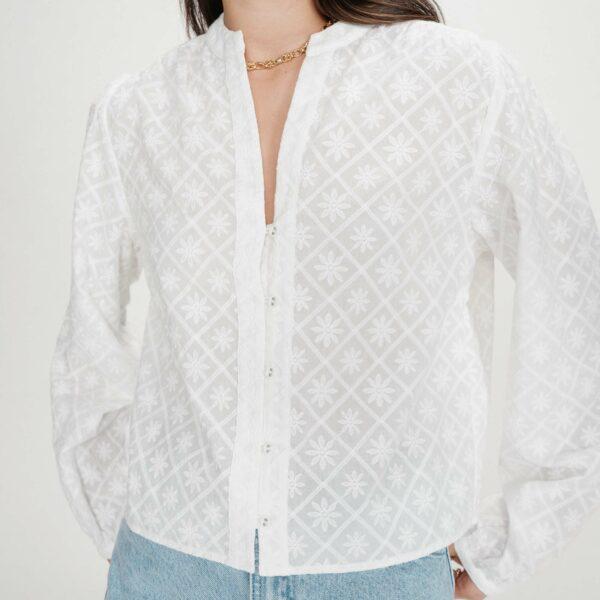 Blouse broderie anglaise ivoire Vandita - Grace & Mila