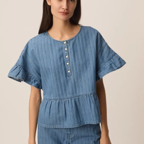 Top Lisette Denim Raye - Des Petits Hauts