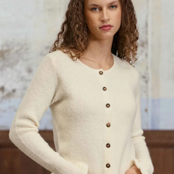 Gilet en maille ajustée écrue – Mudy - La Petite Etoile