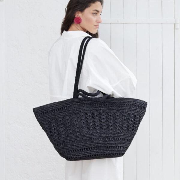 Panier Albertine Raphia Noir - Maradji