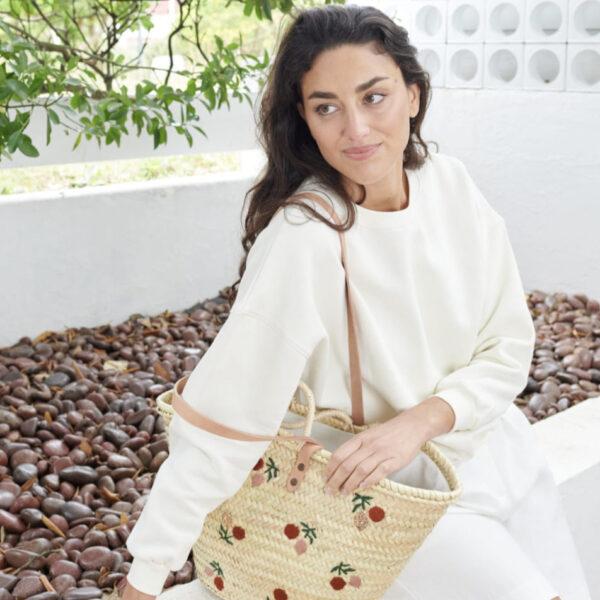 Panier Paille Brodée Pomelo Terra - Maradji