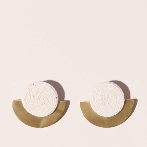 Boucles d'oreilles en Raphia Farah Ecru -  Maradji