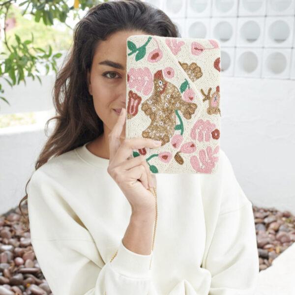 Pochette brodées perles Coco Gold - Maradji