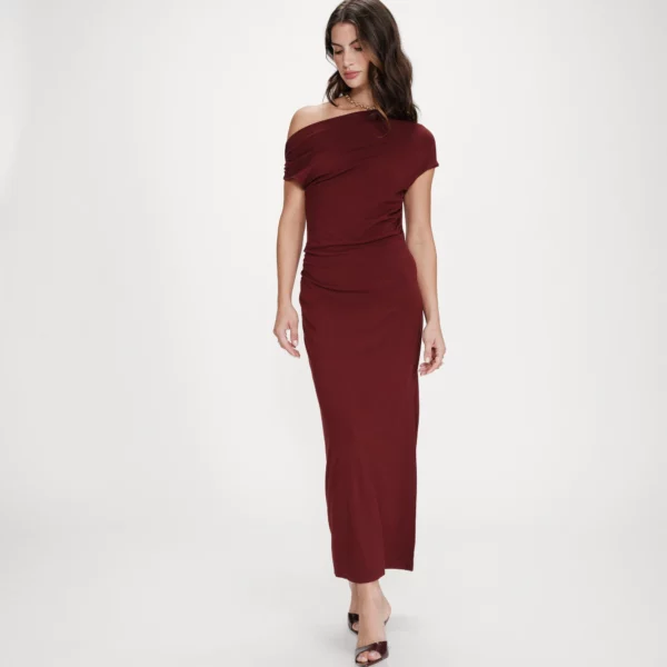 Robe longue cintrée drapée cherry Vanity - Grace & Mila