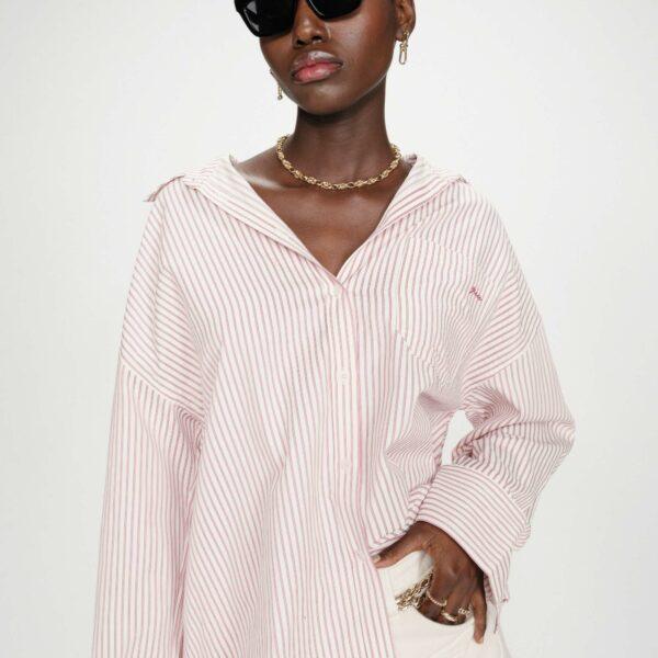 Chemise oversize rayée pivoine Vipera  - Grace & Mila