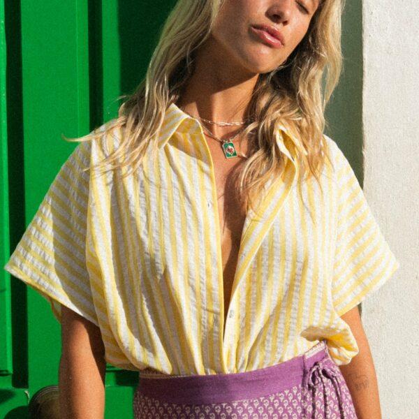Chemise caraibe rayures jaunes - Laure + Max