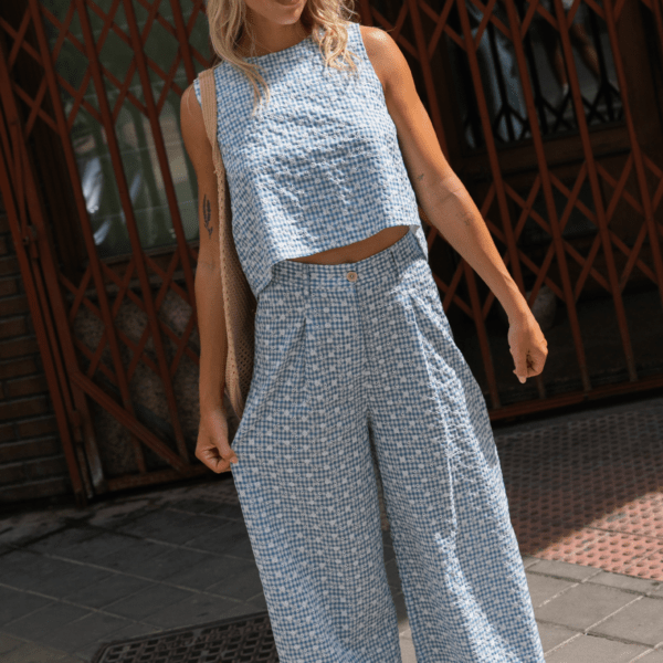 Pantalon Pakita Vichy bleu - Laure + Max