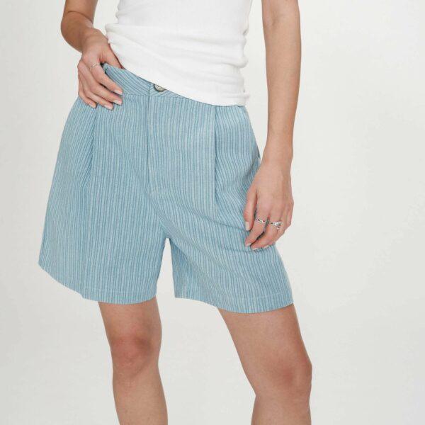 Short denim rayé taille haute vars - Grace & Mila