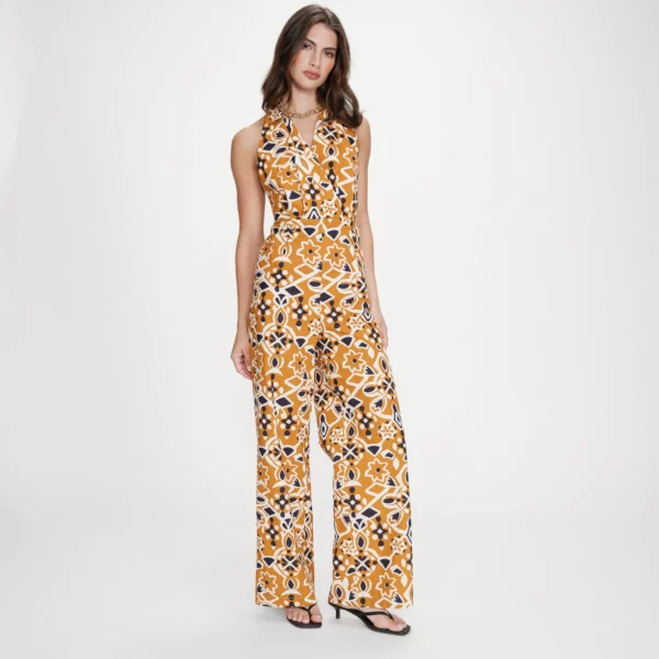 Combinaison pantalon imprimé cognac Vanina - Grace & Mila