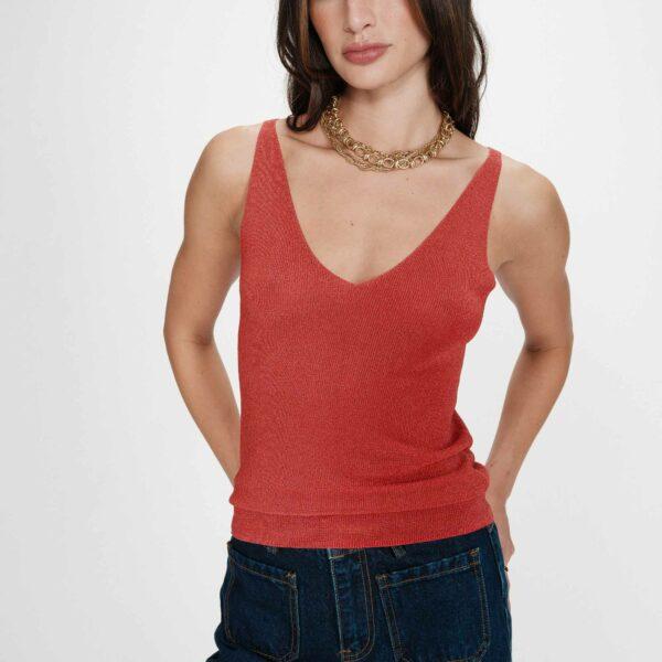 Top ajusté en lurex paillette sanguine - Grace & Mila