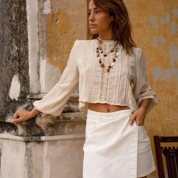 Jupe Short Jean blanc Léa - Oraije